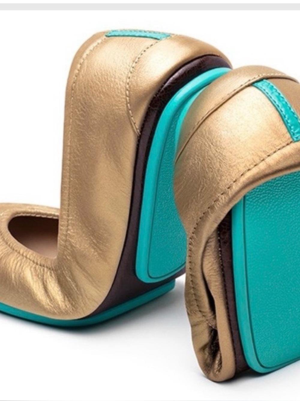 Tieks Gold and Teal Foldable Women's Ballet Flatssz 8